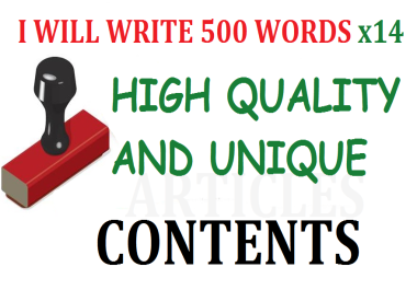 14 x 500 Words Unique Articles/Contents for your Site or Blog. SEO Friendly Pro Writer for 60