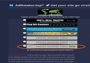 Your Website banner 468X60 on the FIXED Spot of my ranked site for 1 month