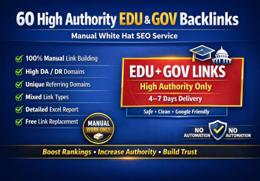 80 High Authority EDU Backlinks-100 Manual White Hat SEO Service