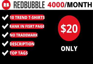 I will create a 10 redbubble tshirt trend with top keywords