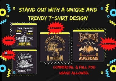I will create a eye catching and trendy t shirt design for you
