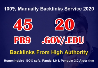 80+ DA 45 PR9 + 20 EDU/GOV high PR safe Permanent Backlinks