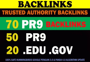 Build 70 Backlinks 50 PR9 +20 EDU GOV 80+ DA High Quality SEO BackLinks Increase Google Ranking