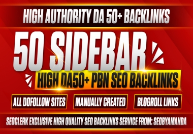 50 Sidebar/Blogroll PBN DA 50+ Homepage Backlinks