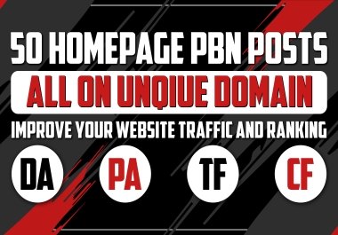 BUILD - 50 - HomePage PBNs Backlinks With High DA/PA/CF/TF Moz lowest Spam Rate