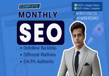 Monthly off page SEO service with link building,  backlinks
