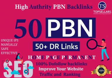 make 50 PBN Post On DR 50 to 70 Links Permanent Dofollow Hompage Backlink
