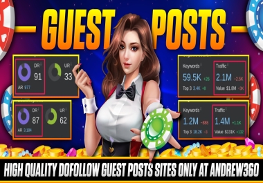 Ranked on 1 Page With 5 Casino Accepted Guest post sites traffic 5k to 100k dofollow Backlinks