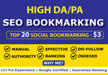 High Authority 20 Social Bookmarking Links within 24 hours