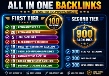 All In One SEO 1000 Backlinks From DA DR 90 Sites - Rank on Google SERP Without Risk