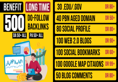 Google Ranking or Refund do-follow 500 PBN, Web2,  Profile,  bookmark,  blog comments backlinks with AIO