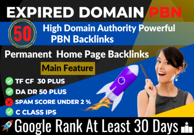 50 High Quality PBN Backlinks From 50+ DA DR,  30+ TF CF-Google First Ranking