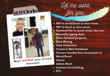 From Data Entry,  Web Research And Be Your Professional Virtual Assistant