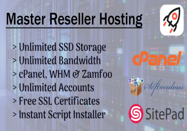 Master Reseller Hosting,  Unlimited WHM's & cPanel,  SSD Storage & Bandwidth + So Much More