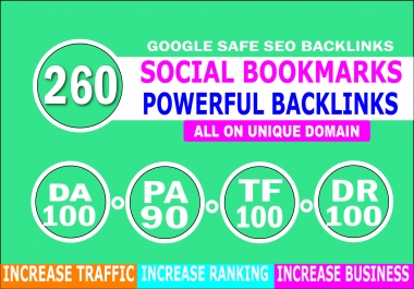 I will do website ranking on Google 1st page by 260 social bookmarks seo backlinks