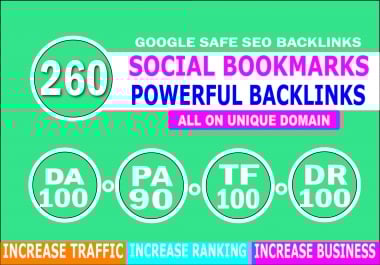 I will do website ranking on Google 1st page by 260 social bookmarks seo backlinks