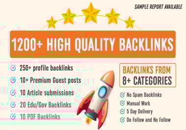 1200+ Premium Quality DA 30-80+ Backlinks for your Ranking
