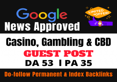 I Will Provide You 01 High Quality Google News Approved Dofollow Guest Post Backlinks