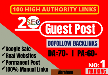 I will provide you 20 guest post backlinks from high DA sites
