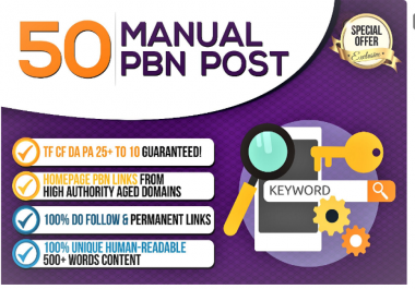 Build unique 50 DA30 TO DA70 Age Domain PBNs With High PA/CF/TF Dofollow Quality Links