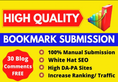 I will do 50 social bookmarking submission with high da backlinks
