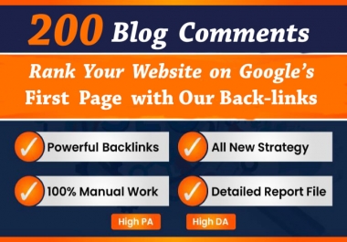 I will manually create 200 dofollow blog comments backlinks