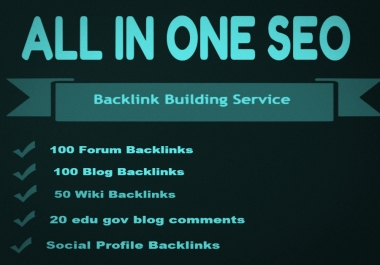 All In One SEO Package - Profile,  Forum,  Artilce,  Social,  Web 2 Backlinks