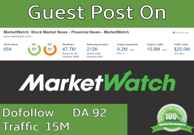 Marketwatch offers dofollow backlinks with immediate delivery