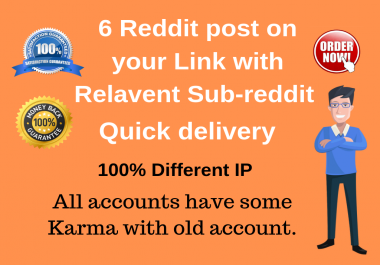 Get targeted traffic 6 Reddit post with website link in Relevant Reddit groups