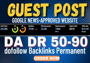 Write & Publish 5 Guest Posts on DA 50+ Google News Approved Site Dofollow links