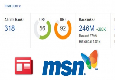Do follow backlink on MSN. com DR 90+,  DA 90+ World largest news site