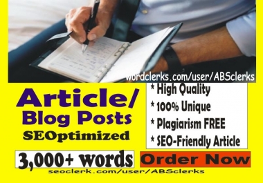 Professional 3000 + words ARTICLES or BLOG POST or WEBSITE content writing- SEO High Quality writer