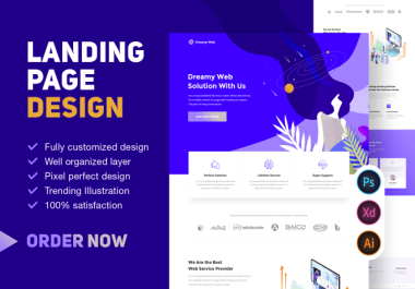 I will create modern high converting landing page or squeeze page design