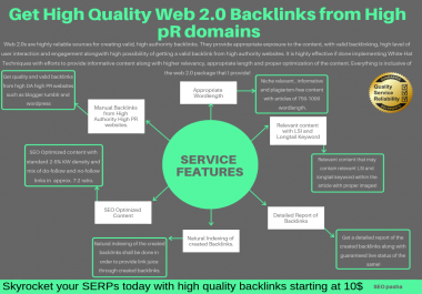 Get 10 Quality Backlinks from Web 2.0 blogs with High PR5-PR9 domains and boost your SERP Ranks