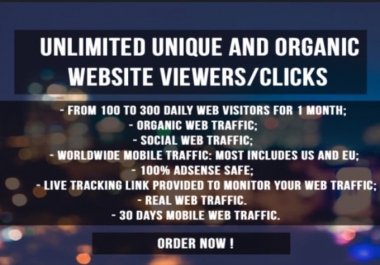 Unlimited 30.000 organic website trackable traffic to any website