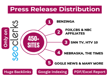 Press Release Distribution - Get Featured On 450+ sites