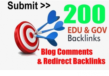 submit 200 Edu-gov Links from Blog Comments & Redirects Verified Backlinks