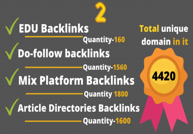 5100 plus seo backlinks from. EDU,  Dofollow,  Article directories and Mix platforms backlinks
