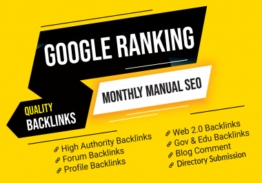 Boost Google Ranking With index-able HQ Seo Backlinks,  Monthly seo service
