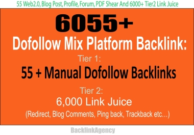 6055+ Mix Platform Backlinks Web2.0,  Blog Post,  Profile,  Forum,  PDF Shear & 6000+ Tier2