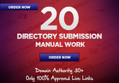 Provide 20 manual Directory submission bcklinks from High DA websites