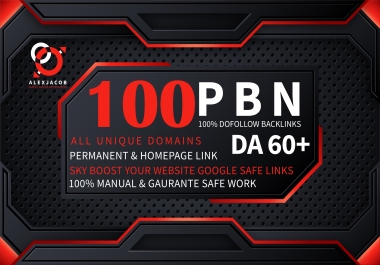 100 PBN On top quality sites with DA70 Low spam score homepage dofollow backlink