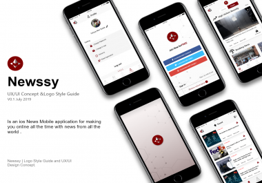 Newssy Logo Style Guide and UX/UI Design Concept.