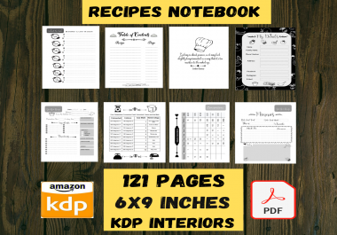 KDP Interior PDF Recipes Notebook To Write In Favorite Recipe