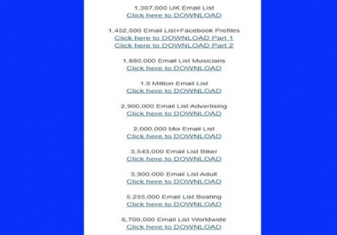 I Give you Email list for All niche fresh + Method to send