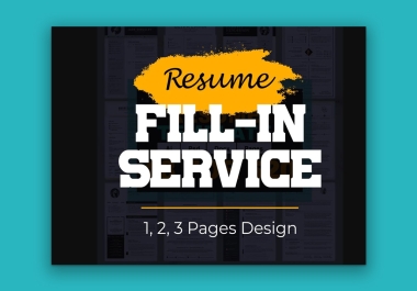 Resume Fill-In 2-3 Page & Free Resume Template,  Cover Letter,  References CV Fill-In Resume Service