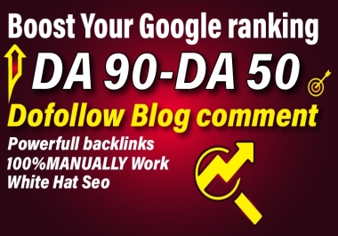i will do DA 90- DA 50 high quality 20 Dofollow blog comment backlinks