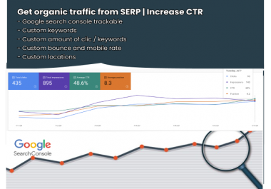 I will send 50 clicks/day for 30 days organic traffic from SERP trackable with Search console