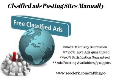 I will post your ads to 25 top classified sites manually