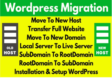 Wordpress Website Migration,  Transfer,  Move,  Clone,  Backup and Restore